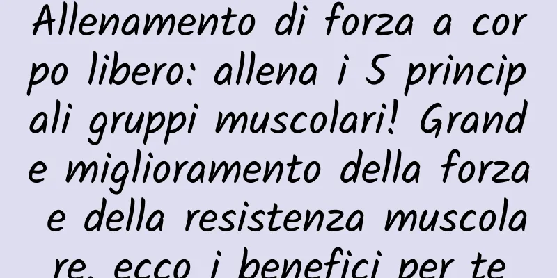 Allenamento di forza a corpo libero: allena i 5 principali gruppi muscolari! Grande miglioramento della forza e della resistenza muscolare, ecco i benefici per te