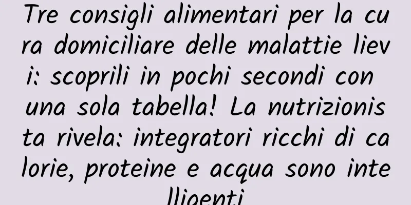 Tre consigli alimentari per la cura domiciliare delle malattie lievi: scoprili in pochi secondi con una sola tabella! La nutrizionista rivela: integratori ricchi di calorie, proteine ​​e acqua sono intelligenti