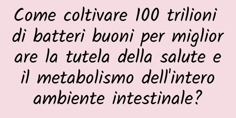 Come coltivare 100 trilioni di batteri buoni per migliorare la tutela della salute e il metabolismo dell'intero ambiente intestinale?