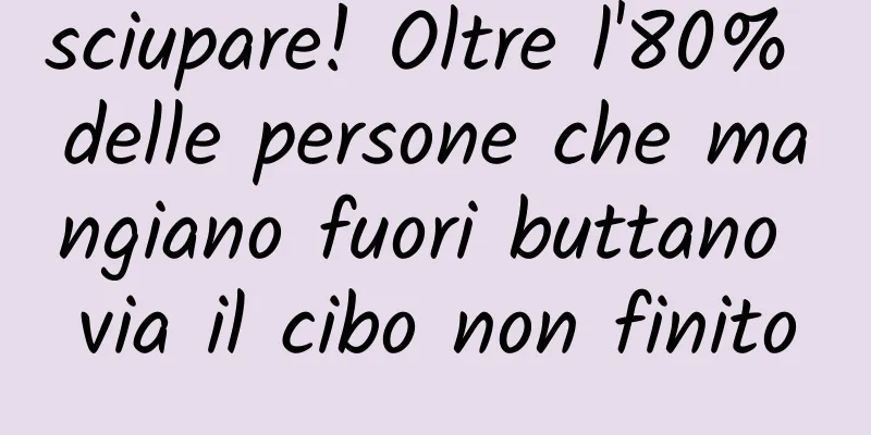 sciupare! Oltre l'80% delle persone che mangiano fuori buttano via il cibo non finito