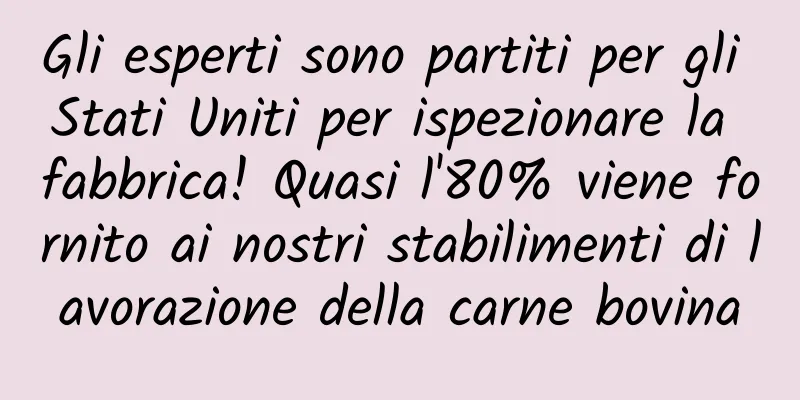 Gli esperti sono partiti per gli Stati Uniti per ispezionare la fabbrica! Quasi l'80% viene fornito ai nostri stabilimenti di lavorazione della carne bovina
