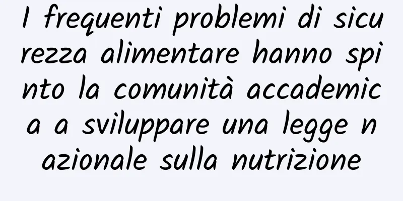 I frequenti problemi di sicurezza alimentare hanno spinto la comunità accademica a sviluppare una legge nazionale sulla nutrizione