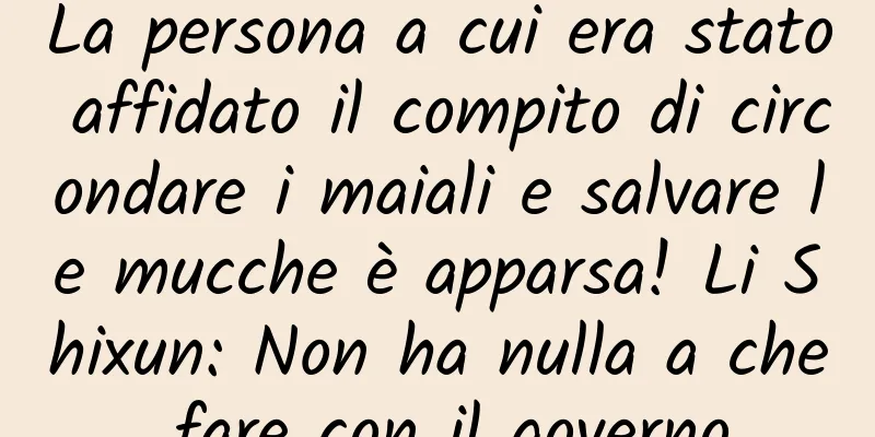 La persona a cui era stato affidato il compito di circondare i maiali e salvare le mucche è apparsa! Li Shixun: Non ha nulla a che fare con il governo
