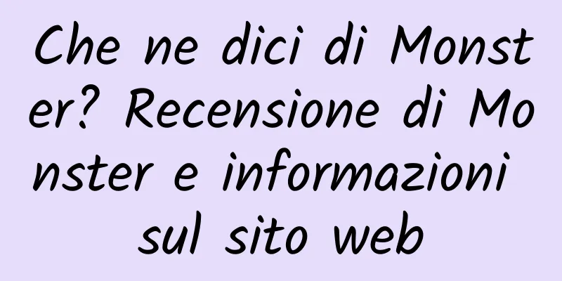Che ne dici di Monster? Recensione di Monster e informazioni sul sito web