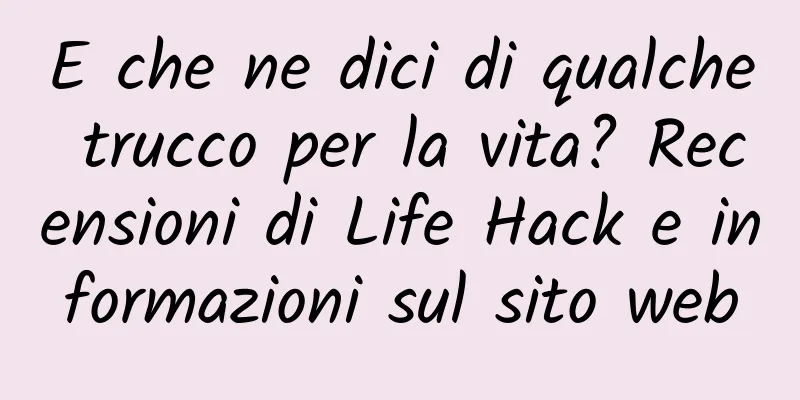 E che ne dici di qualche trucco per la vita? Recensioni di Life Hack e informazioni sul sito web
