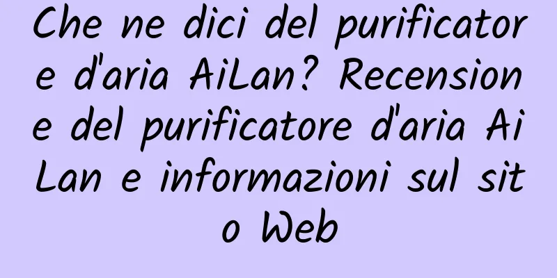 Che ne dici del purificatore d'aria AiLan? Recensione del purificatore d'aria AiLan e informazioni sul sito Web