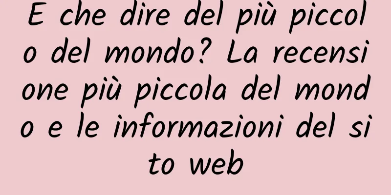 E che dire del più piccolo del mondo? La recensione più piccola del mondo e le informazioni del sito web