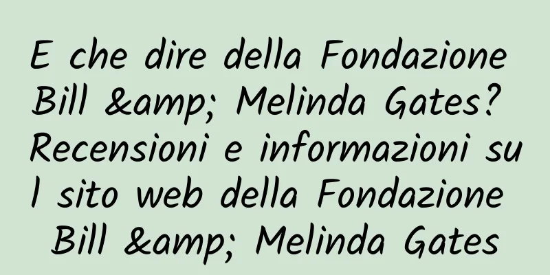 E che dire della Fondazione Bill & Melinda Gates? Recensioni e informazioni sul sito web della Fondazione Bill & Melinda Gates