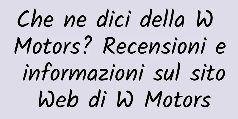 Che ne dici della W Motors? Recensioni e informazioni sul sito Web di W Motors