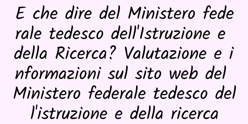 E che dire del Ministero federale tedesco dell'Istruzione e della Ricerca? Valutazione e informazioni sul sito web del Ministero federale tedesco dell'istruzione e della ricerca