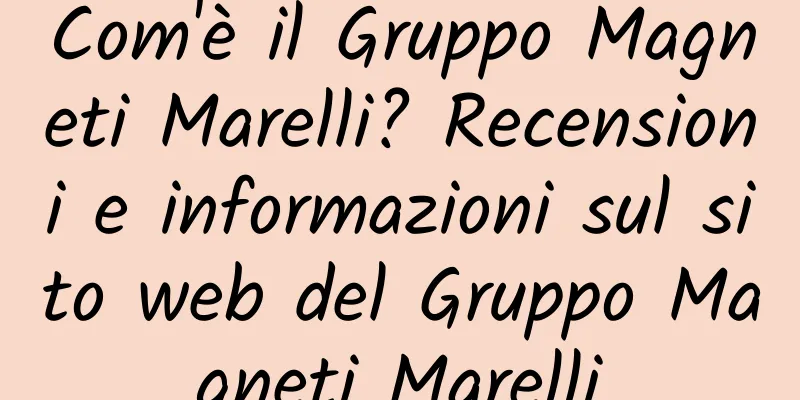 Com'è il Gruppo Magneti Marelli? Recensioni e informazioni sul sito web del Gruppo Magneti Marelli