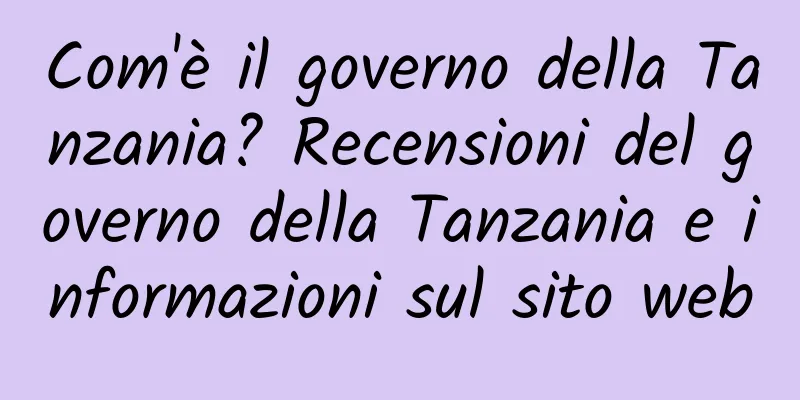 Com'è il governo della Tanzania? Recensioni del governo della Tanzania e informazioni sul sito web