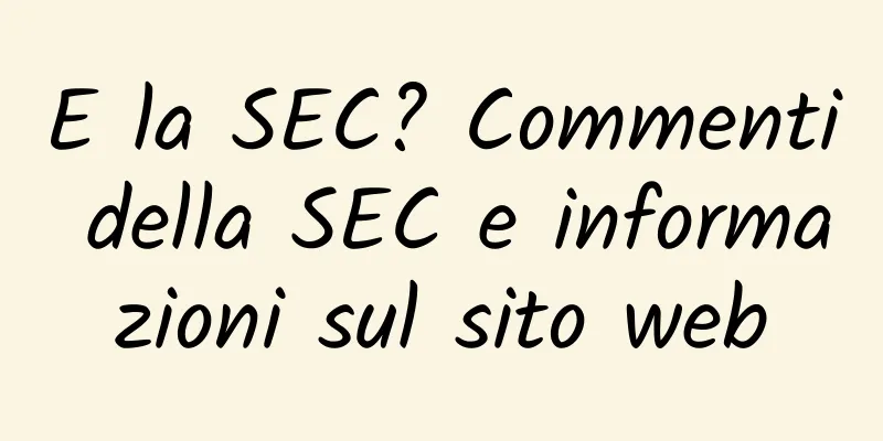 E la SEC? Commenti della SEC e informazioni sul sito web