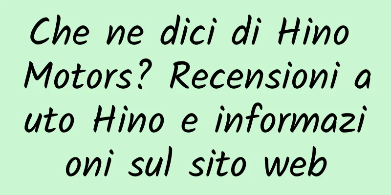Che ne dici di Hino Motors? Recensioni auto Hino e informazioni sul sito web