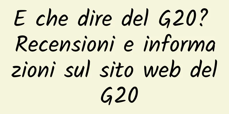 E che dire del G20? Recensioni e informazioni sul sito web del G20
