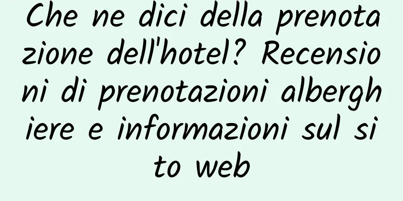 Che ne dici della prenotazione dell'hotel? Recensioni di prenotazioni alberghiere e informazioni sul sito web