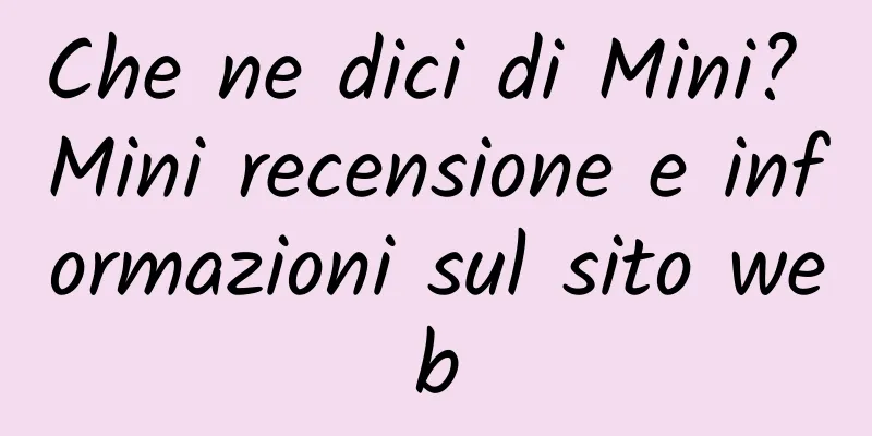 Che ne dici di Mini? Mini recensione e informazioni sul sito web