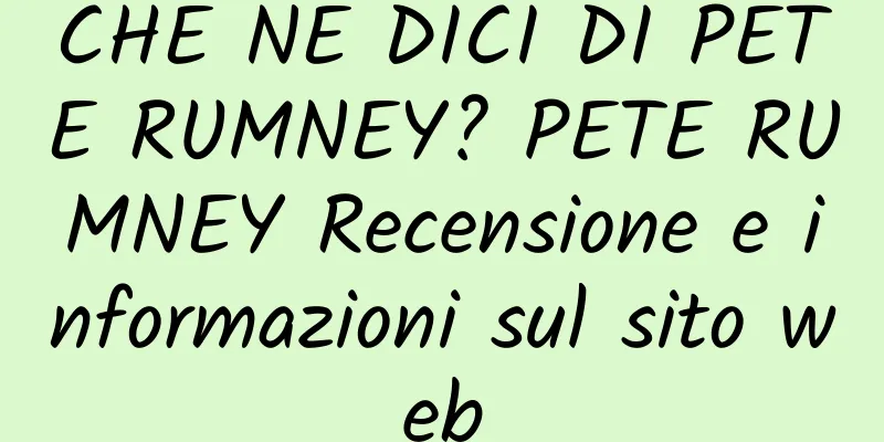 CHE NE DICI DI PETE RUMNEY? PETE RUMNEY Recensione e informazioni sul sito web