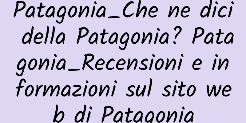 Patagonia_Che ne dici della Patagonia? Patagonia_Recensioni e informazioni sul sito web di Patagonia