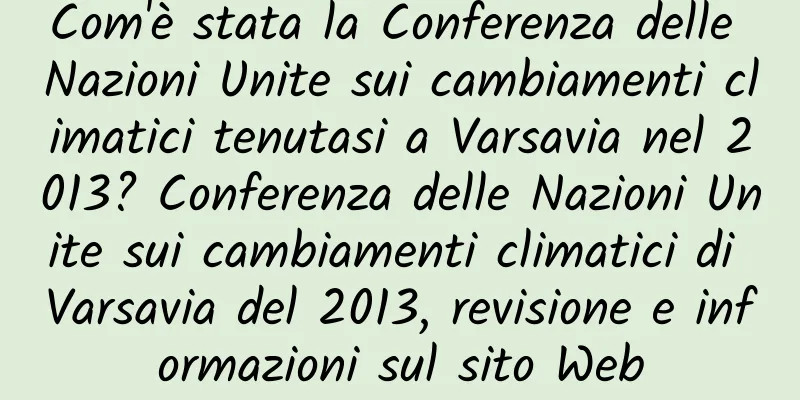 Com'è stata la Conferenza delle Nazioni Unite sui cambiamenti climatici tenutasi a Varsavia nel 2013? Conferenza delle Nazioni Unite sui cambiamenti climatici di Varsavia del 2013, revisione e informazioni sul sito Web