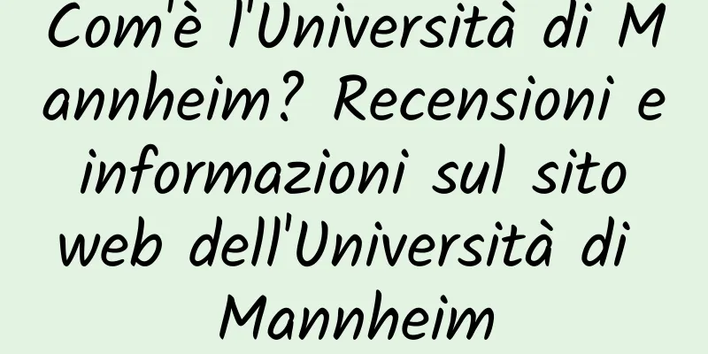 Com'è l'Università di Mannheim? Recensioni e informazioni sul sito web dell'Università di Mannheim