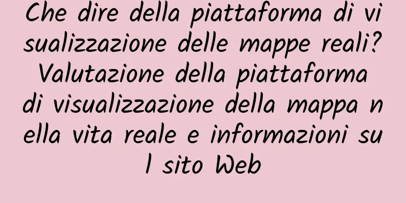 Che dire della piattaforma di visualizzazione delle mappe reali? Valutazione della piattaforma di visualizzazione della mappa nella vita reale e informazioni sul sito Web
