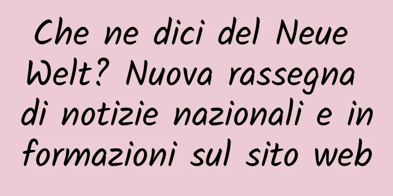 Che ne dici del Neue Welt? Nuova rassegna di notizie nazionali e informazioni sul sito web