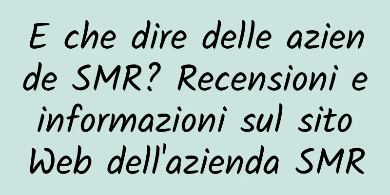 E che dire delle aziende SMR? Recensioni e informazioni sul sito Web dell'azienda SMR