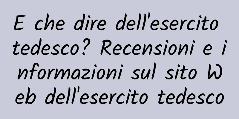 E che dire dell'esercito tedesco? Recensioni e informazioni sul sito Web dell'esercito tedesco