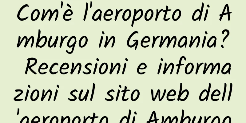 Com'è l'aeroporto di Amburgo in Germania? Recensioni e informazioni sul sito web dell'aeroporto di Amburgo