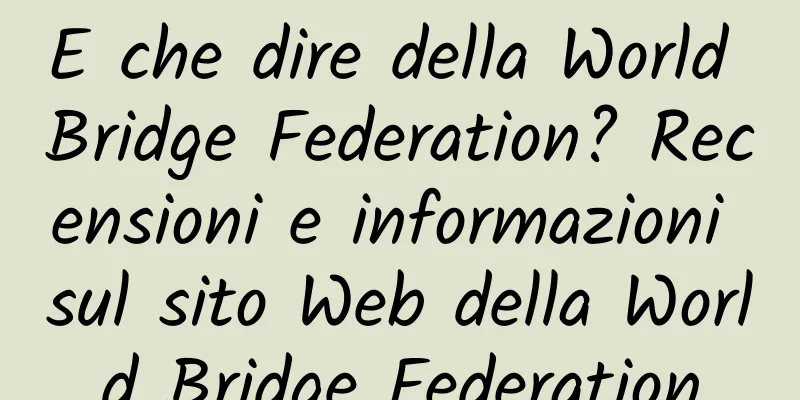 E che dire della World Bridge Federation? Recensioni e informazioni sul sito Web della World Bridge Federation