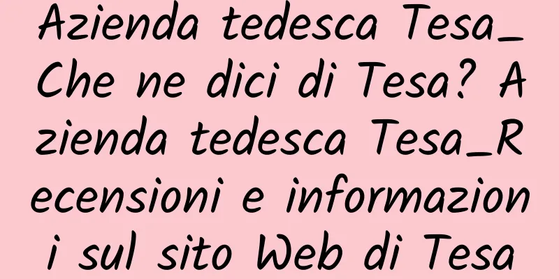 Azienda tedesca Tesa_Che ne dici di Tesa? Azienda tedesca Tesa_Recensioni e informazioni sul sito Web di Tesa