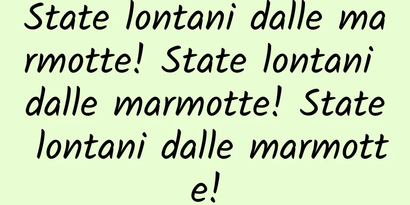 State lontani dalle marmotte! State lontani dalle marmotte! State lontani dalle marmotte!