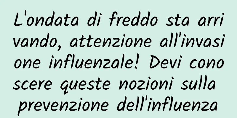 L'ondata di freddo sta arrivando, attenzione all'invasione influenzale! Devi conoscere queste nozioni sulla prevenzione dell'influenza