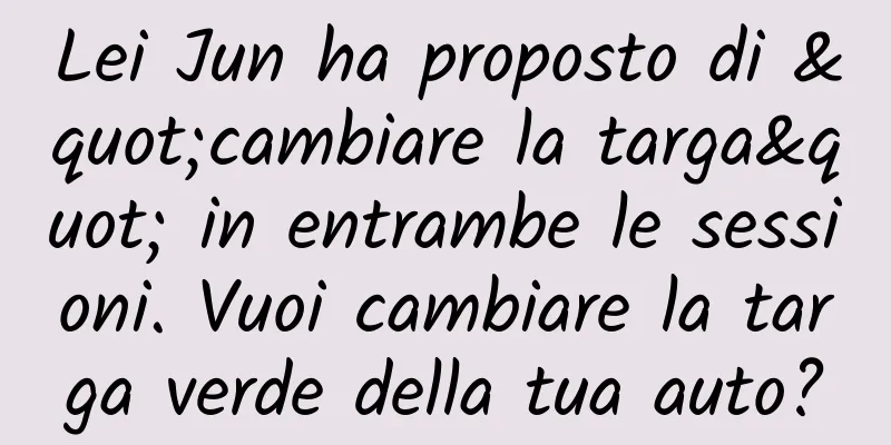 Lei Jun ha proposto di "cambiare la targa" in entrambe le sessioni. Vuoi cambiare la targa verde della tua auto?