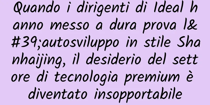Quando i dirigenti di Ideal hanno messo a dura prova l'autosviluppo in stile Shanhaijing, il desiderio del settore di tecnologia premium è diventato insopportabile
