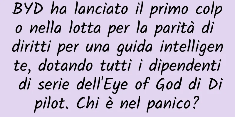 BYD ha lanciato il primo colpo nella lotta per la parità di diritti per una guida intelligente, dotando tutti i dipendenti di serie dell'Eye of God di Dipilot. Chi è nel panico?