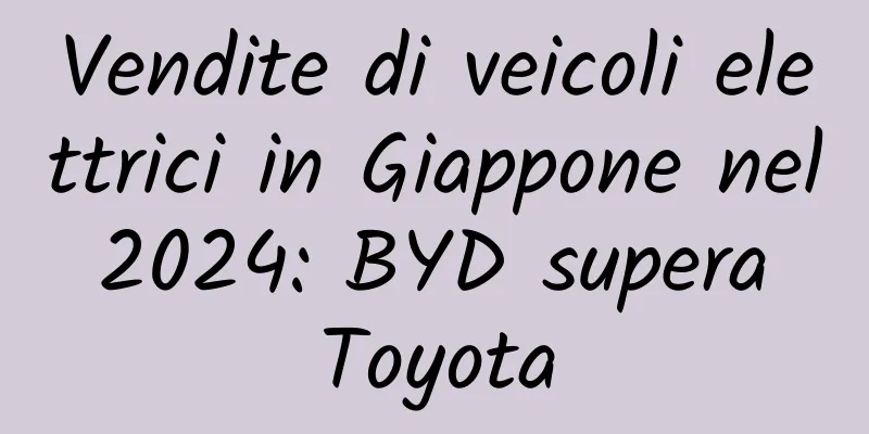 Vendite di veicoli elettrici in Giappone nel 2024: BYD supera Toyota