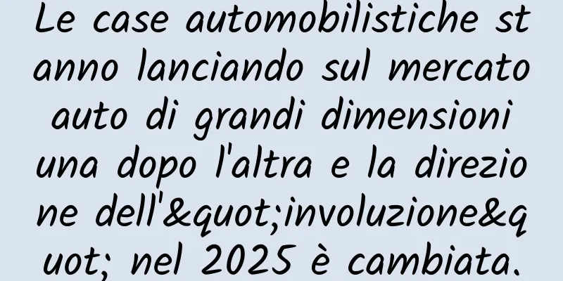 Le case automobilistiche stanno lanciando sul mercato auto di grandi dimensioni una dopo l'altra e la direzione dell'"involuzione" nel 2025 è cambiata.