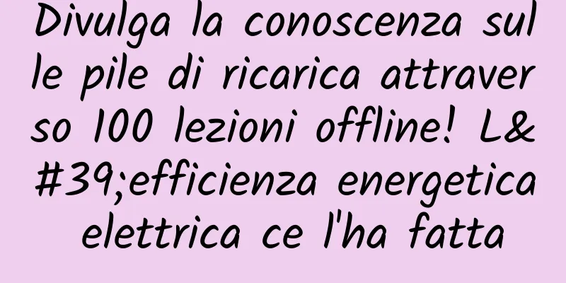 Divulga la conoscenza sulle pile di ricarica attraverso 100 lezioni offline! L'efficienza energetica elettrica ce l'ha fatta