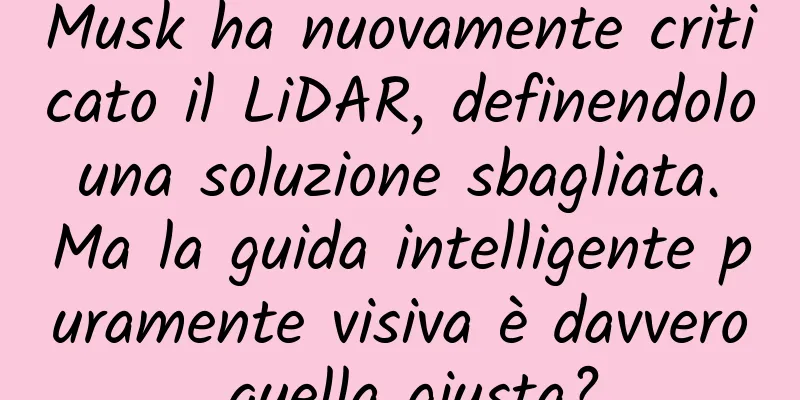Musk ha nuovamente criticato il LiDAR, definendolo una soluzione sbagliata. Ma la guida intelligente puramente visiva è davvero quella giusta?