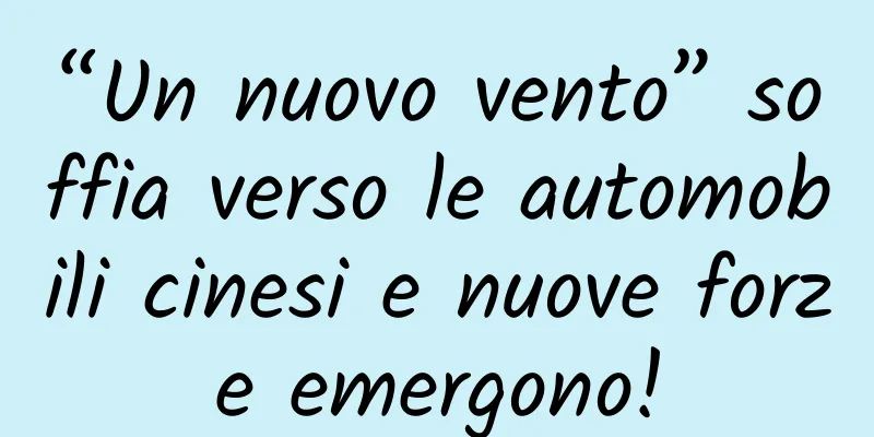 “Un nuovo vento” soffia verso le automobili cinesi e nuove forze emergono!