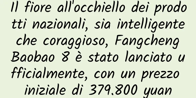 Il fiore all'occhiello dei prodotti nazionali, sia intelligente che coraggioso, Fangcheng Baobao 8 è stato lanciato ufficialmente, con un prezzo iniziale di 379.800 yuan