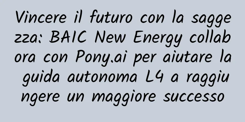 Vincere il futuro con la saggezza: BAIC New Energy collabora con Pony.ai per aiutare la guida autonoma L4 a raggiungere un maggiore successo