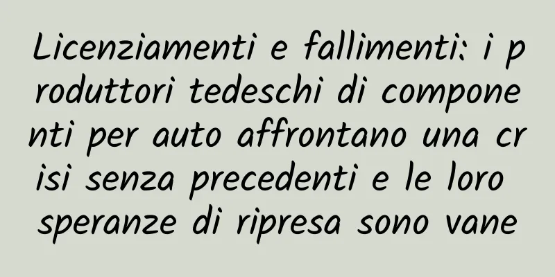 Licenziamenti e fallimenti: i produttori tedeschi di componenti per auto affrontano una crisi senza precedenti e le loro speranze di ripresa sono vane