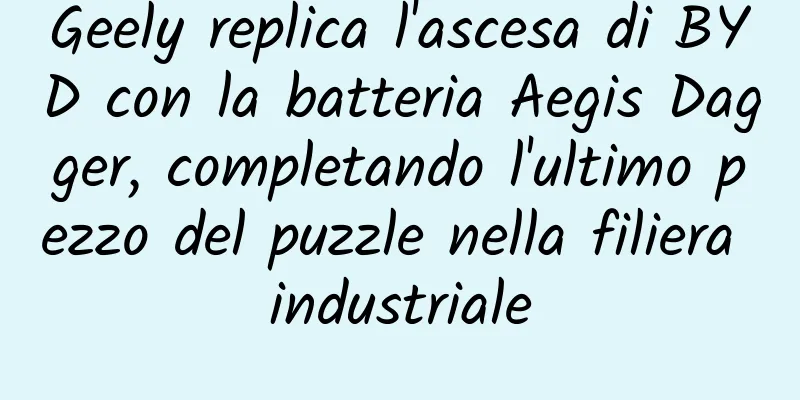 Geely replica l'ascesa di BYD con la batteria Aegis Dagger, completando l'ultimo pezzo del puzzle nella filiera industriale