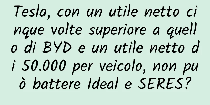 Tesla, con un utile netto cinque volte superiore a quello di BYD e un utile netto di 50.000 per veicolo, non può battere Ideal e SERES?