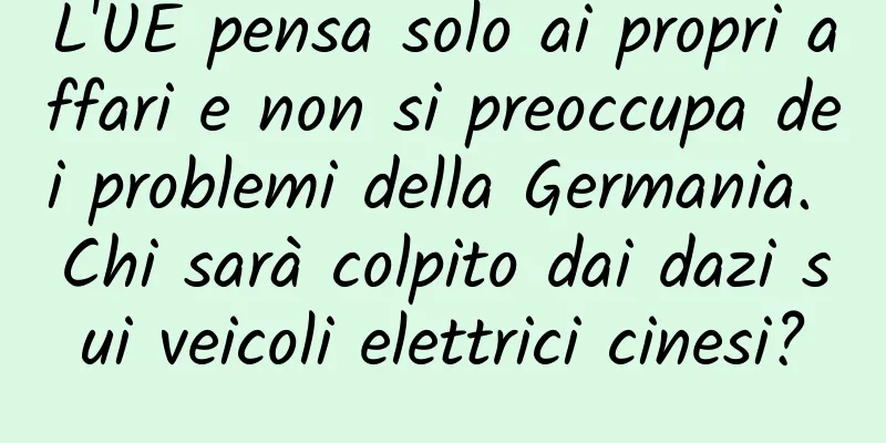 L'UE pensa solo ai propri affari e non si preoccupa dei problemi della Germania. Chi sarà colpito dai dazi sui veicoli elettrici cinesi?