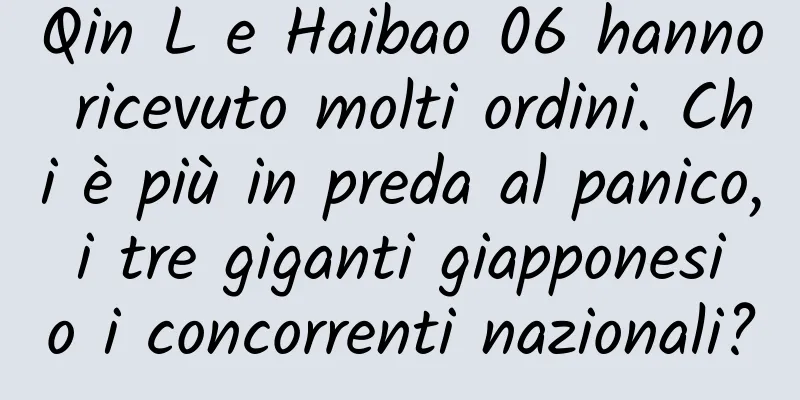 Qin L e Haibao 06 hanno ricevuto molti ordini. Chi è più in preda al panico, i tre giganti giapponesi o i concorrenti nazionali?