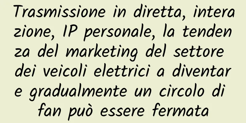 Trasmissione in diretta, interazione, IP personale, la tendenza del marketing del settore dei veicoli elettrici a diventare gradualmente un circolo di fan può essere fermata